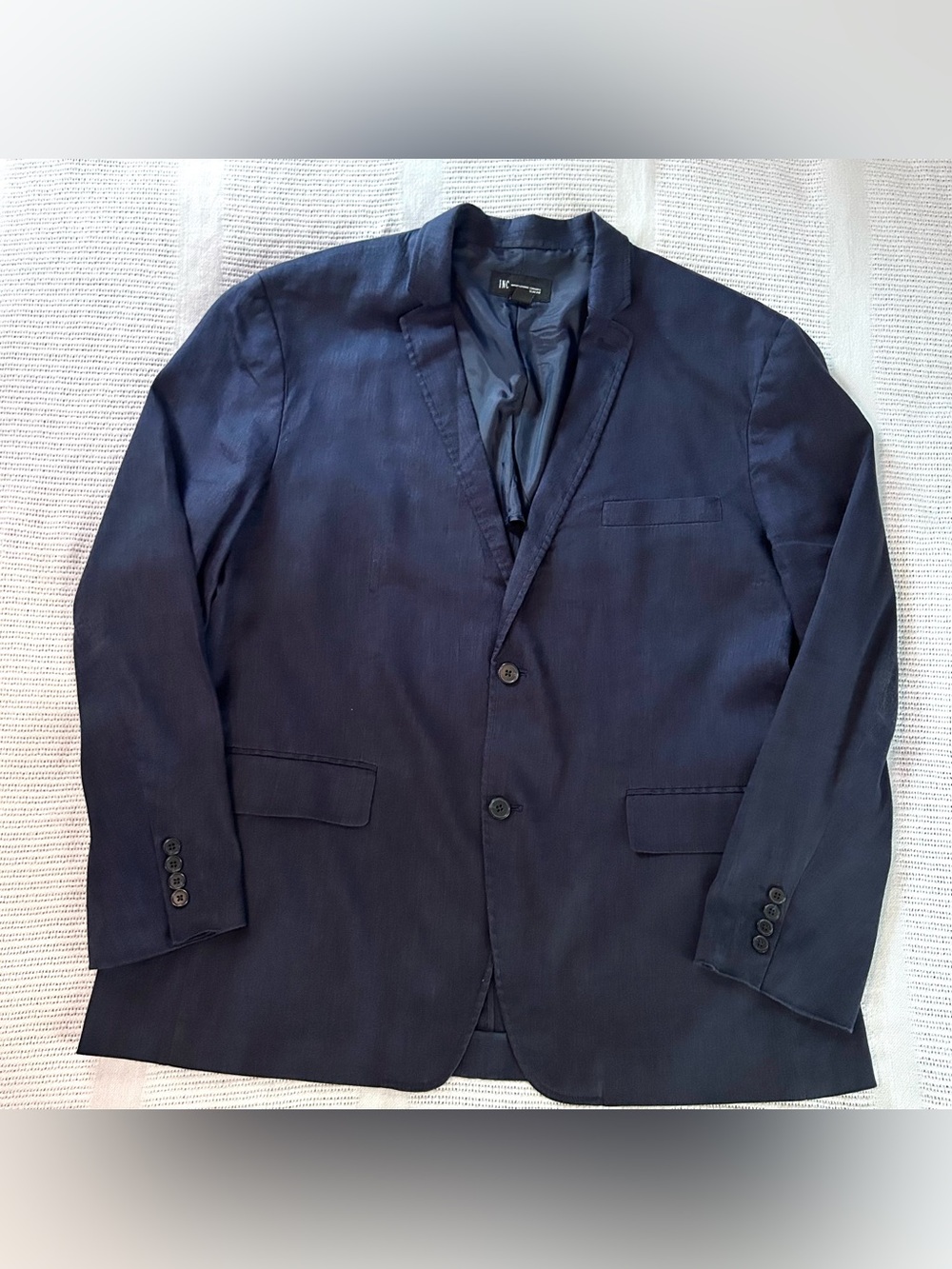 INC International Concepts Slim Fit Men’s XXL Navy Blue Linen Blend Blazer